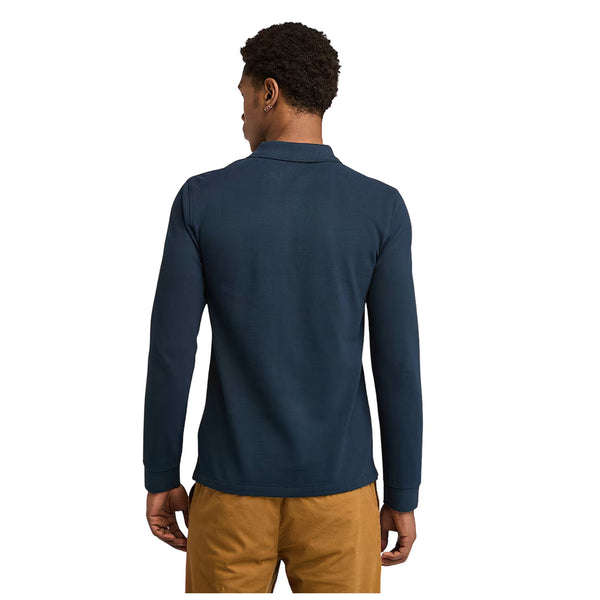 Polo Uomo MIllers River a maniche lunghe Blu scuro modello retro