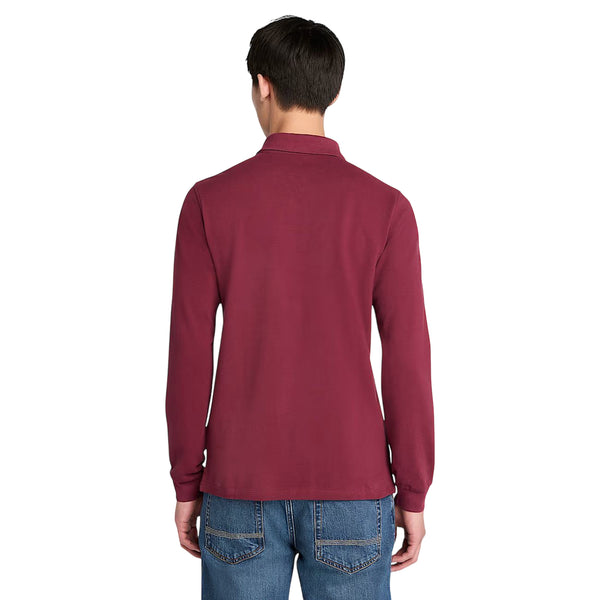 Polo Uomo Millers River a maniche lunghe Bordeaux modello retro