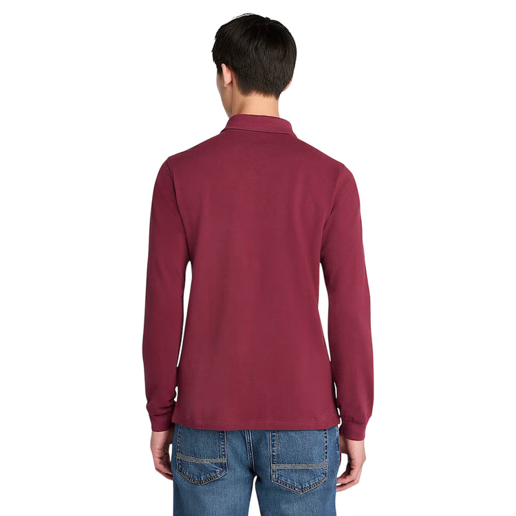 Polo Uomo Millers River a maniche lunghe Bordeaux modello retro