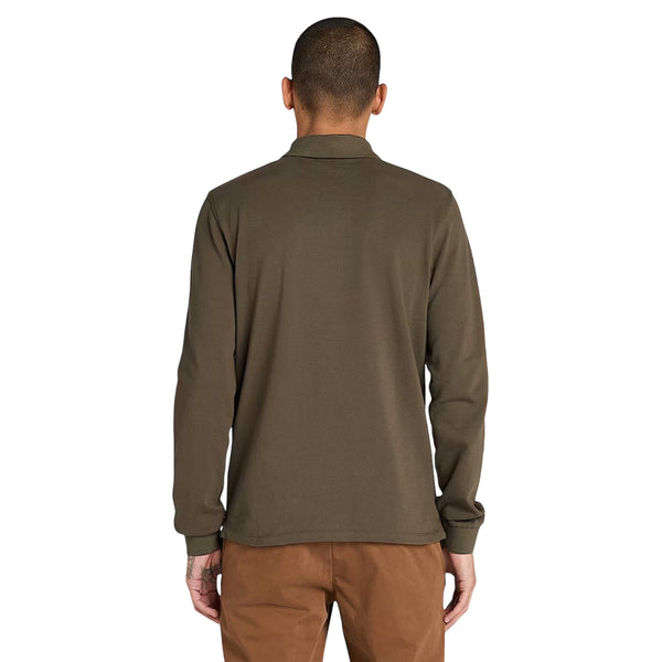 Polo Uomo Millers River a maniche lunghe Verde militare modello retro