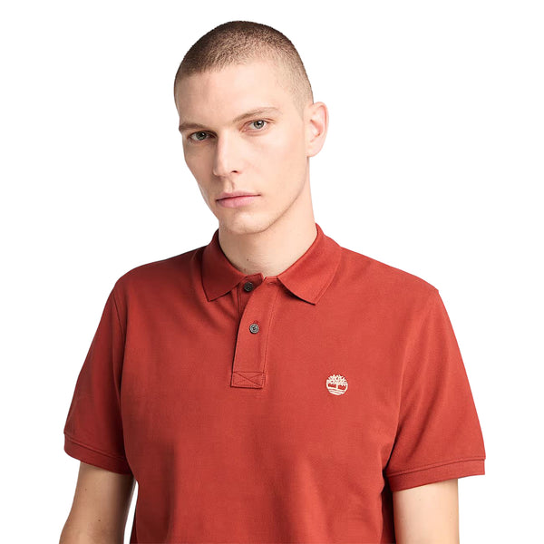 Polo in Piqué Uomo Millers River Rosso modello frontale ravvicinato