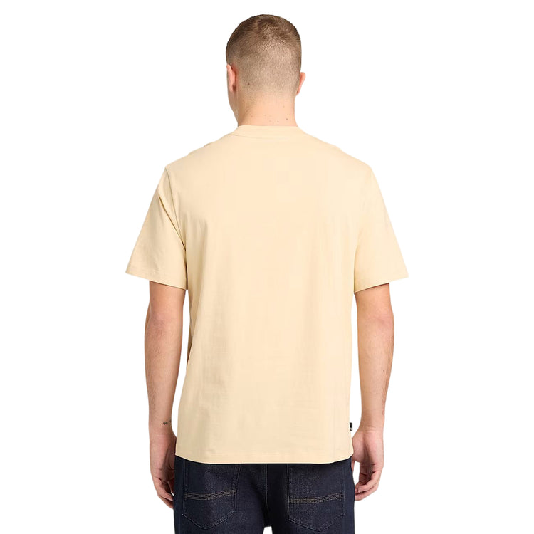 T-shirt di cotone con logo ricamato in beige