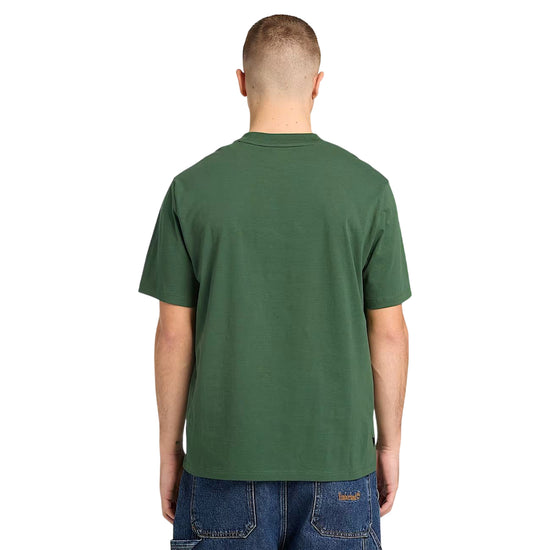 T-shirt in cotone con logo ricamato in verde scuro