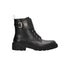 Anfibi Donna in pelle nera con fibbia logata