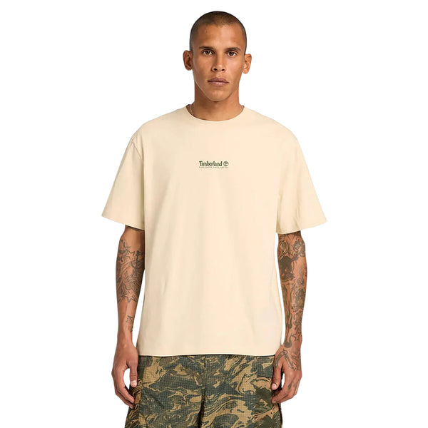 T-shirt Unisex Grafica triple tree Beige modello frontale