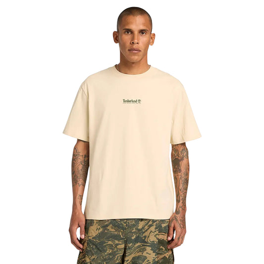T-shirt Unisex Grafica triple tree Beige modello frontale