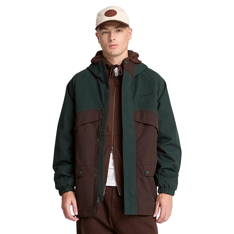 Parka Uomo Weatherline Archive-Inspired Verde/Marrone, modello frontale