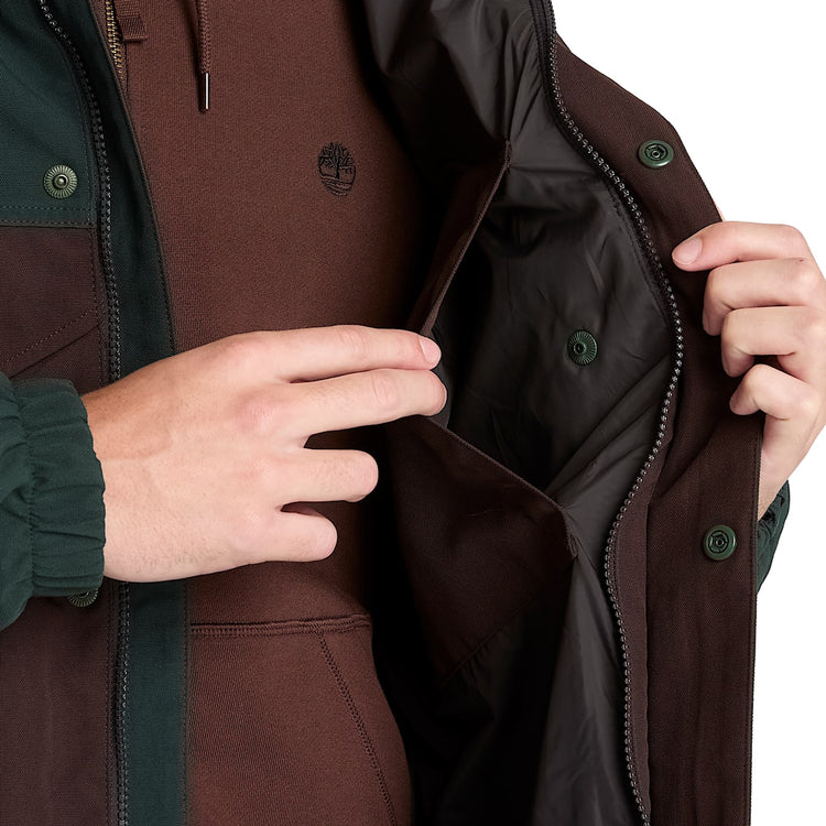 Parka Uomo Weatherline Archive-Inspired Verde/Marrone dettaglio tasca interna