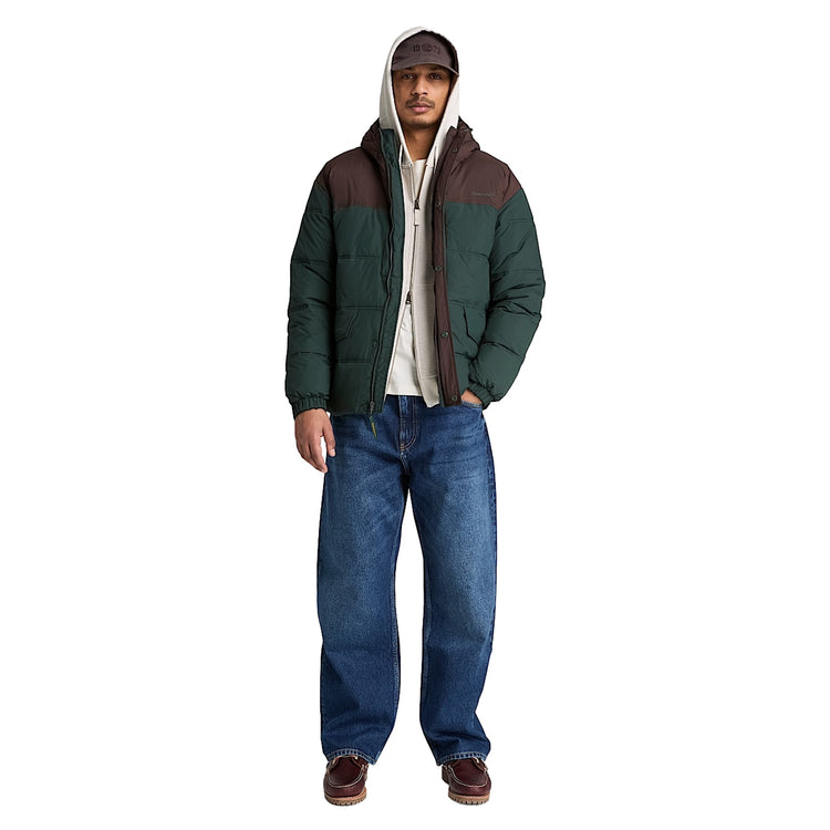 Piumino Uomo Idrorepellente verde/marrone modello intero frontale