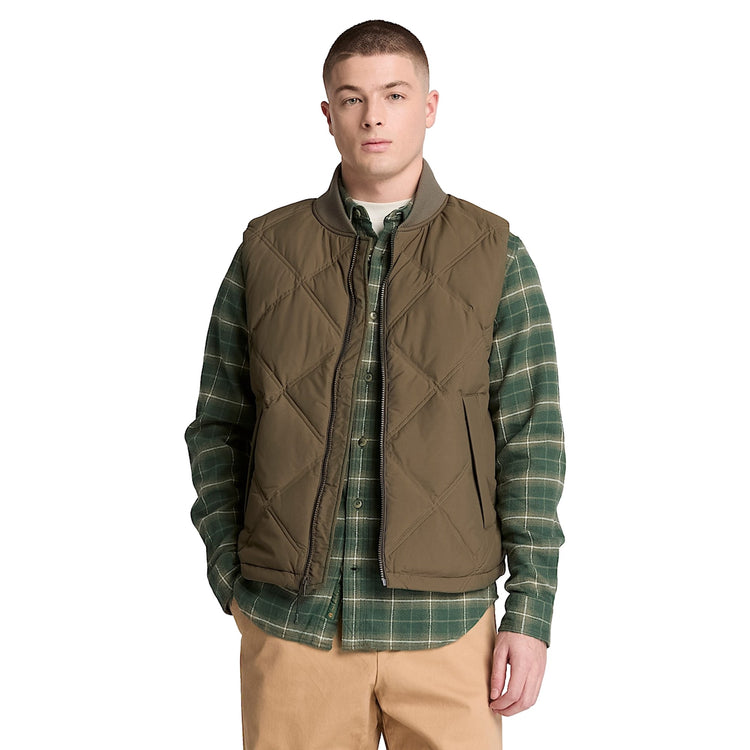 Gilet Uomo Imbottito 600 Sierra Cliff Verde scuro, modello frontale