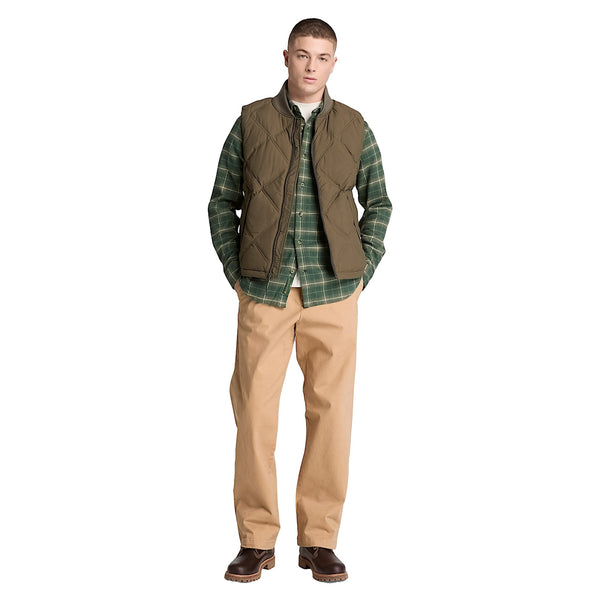Gilet Uomo Imbottito 600 Sierra Cliff Verde scuro modello intero frontale