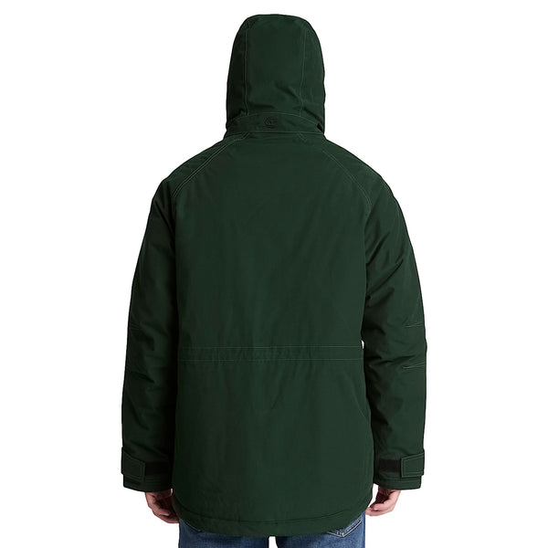 Parka impermeabile Uomo Verde scuro modella retro