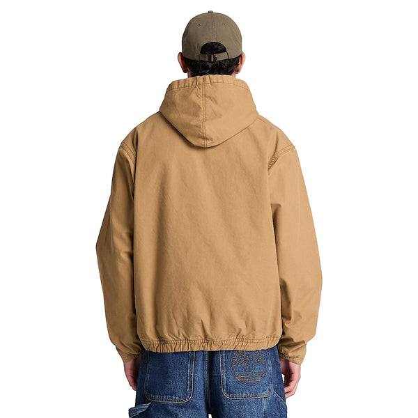 Bomber Uomo in tela giallo scuro con cappuccio modello retro