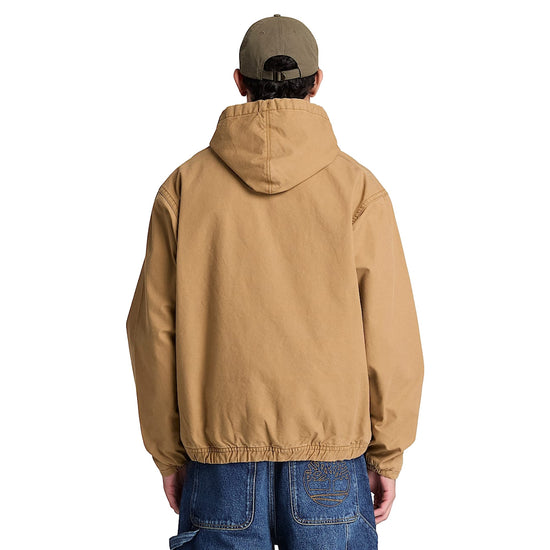 Bomber Uomo in tela giallo scuro con cappuccio modello retro