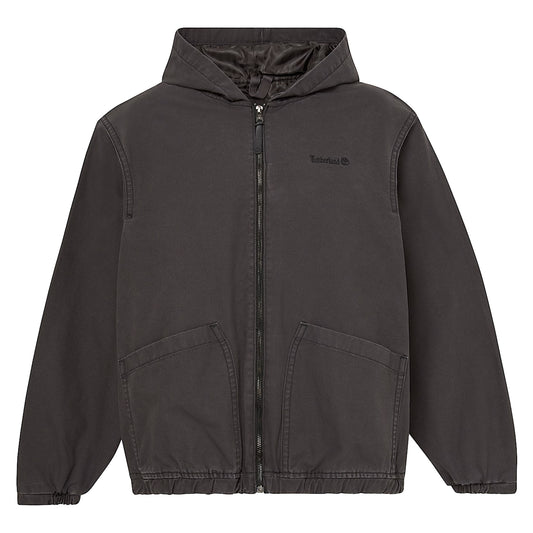 Bomber Uomo in tela nera con cappuccio