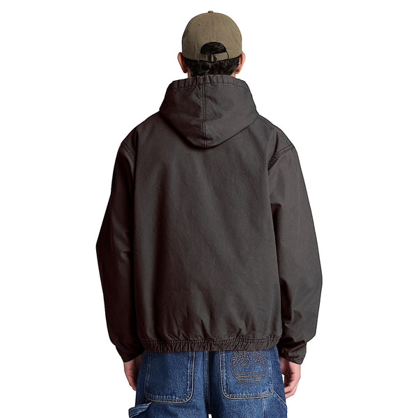 Bomber Uomo in tela nera con cappuccio modello retro