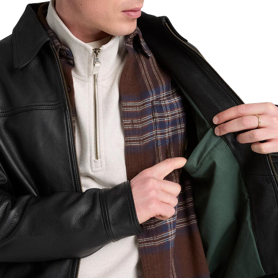 Bomber Uomo Stratham in pelle nera dettaglio interno