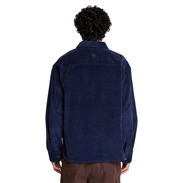 Overshirt Uomo in velluto a coste Blu scuro modello retro