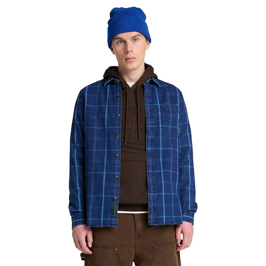 Camicia Uomo a quadri Blu scuro, modello frontale
