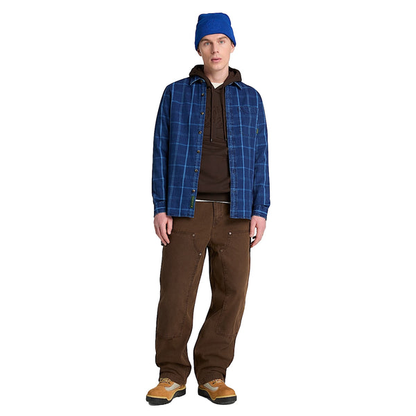 Camicia Uomo a quadri Blu scuro, modello intero frontale