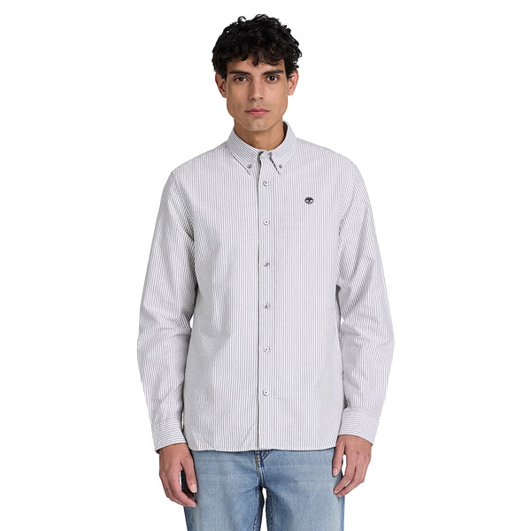 Camicia Uomo Oxford Lake Warner a righe bianco/nero modello frontale