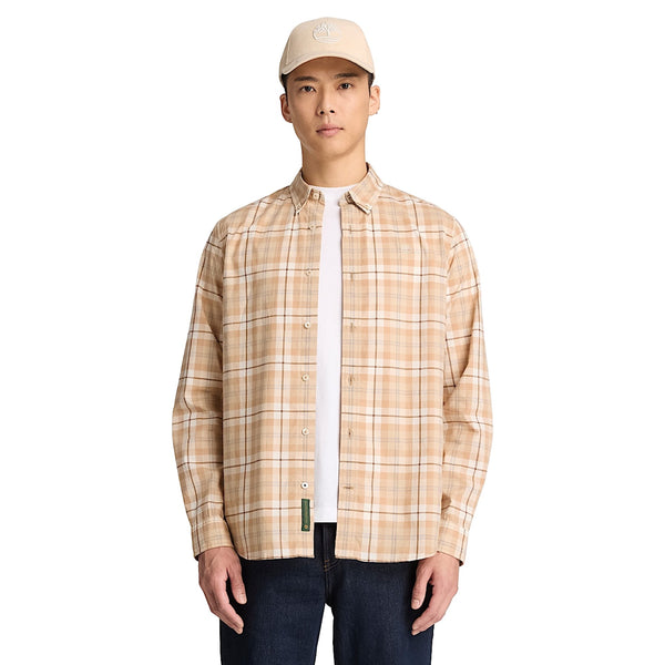 Camicia Uomo a quadri Beige modello frontale
