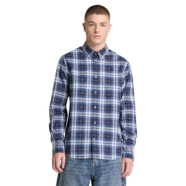 Camicia Uomo a quadri Blu modello frontale
