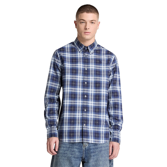 Camicia Uomo a quadri Blu modello frontale