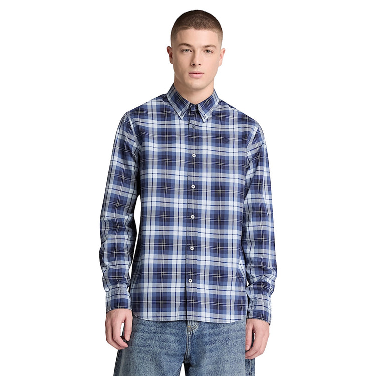 Camicia Uomo a quadri Blu modello frontale