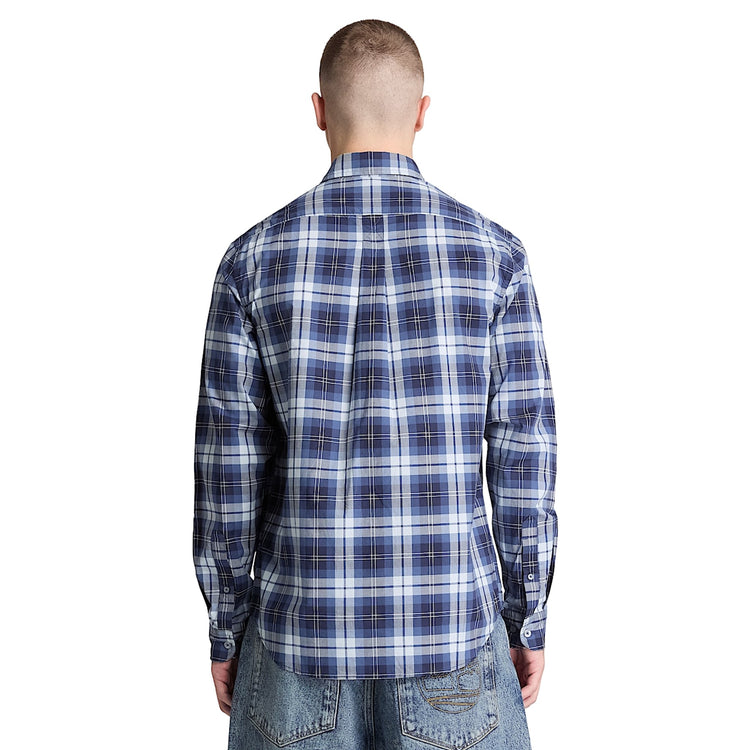 Camicia Uomo a quadri Blu modello retro
