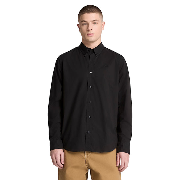 Camicia Uomo in popeline Nero modello frontale
