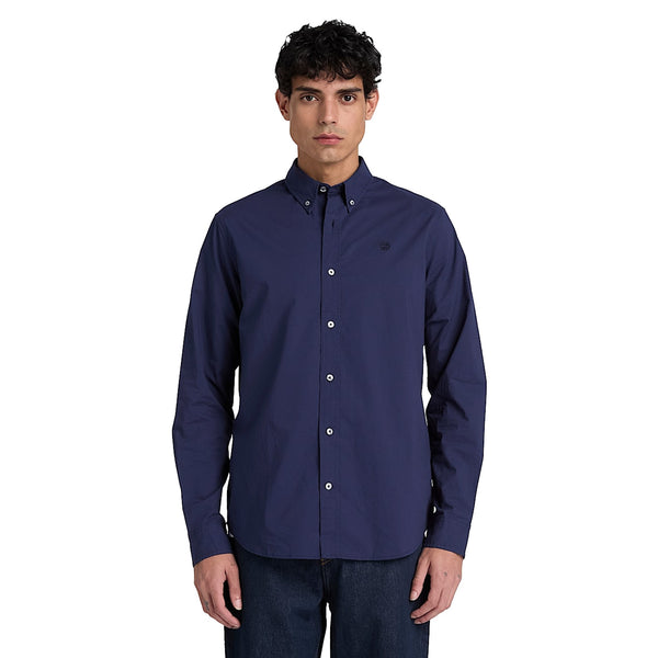 Camicia Uomo in popeline Blu scuro modello frontale