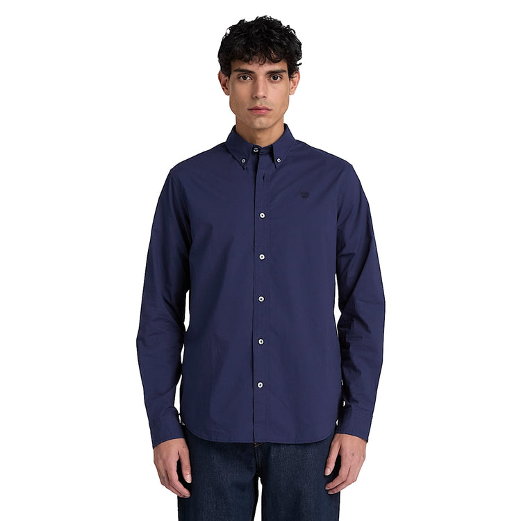 Camicia Uomo in popeline Blu scuro modello frontale
