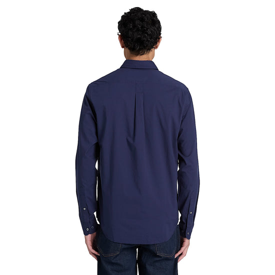 Camicia Uomo in popeline Blu scuro modello retro