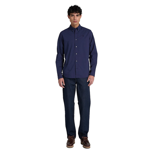 Camicia Uomo in popeline Blu scuro modello frontale intero