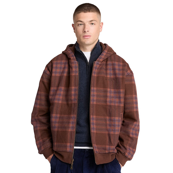 Felpa reversibile Uomo con cappuccio marrone: modello con facciata a quadri
