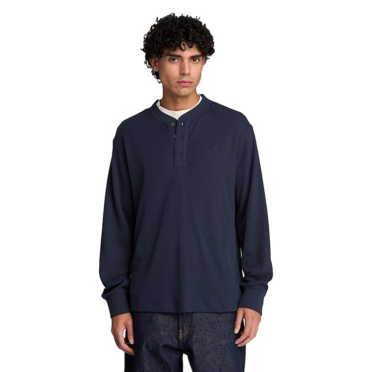 Maglia Uomo a nido d'ape Wharf River Blu scuro modello frontale