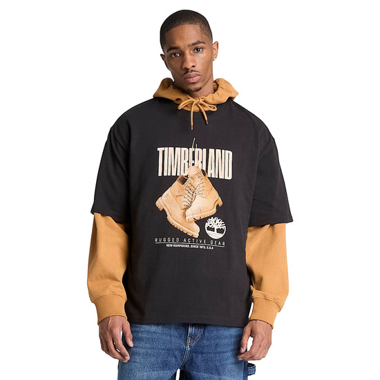 T-shirt Uomo Rugged Boot Nero, modello frontale