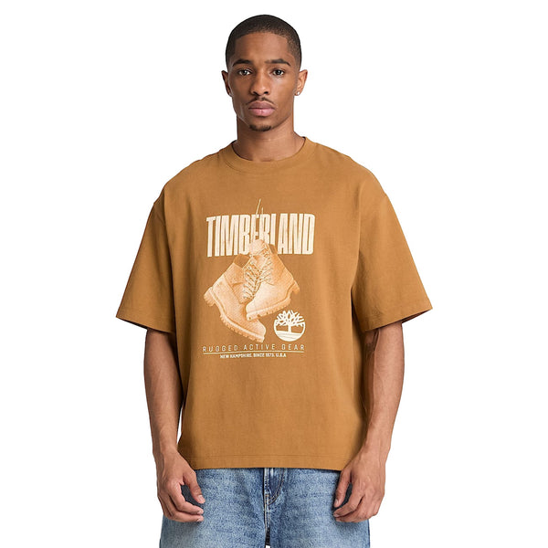 T-shirt Uomo Rugged Boot Giallo scuro, modello frontale