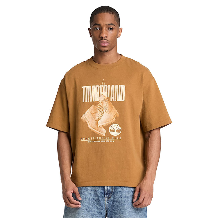T-shirt Uomo Rugged Boot Giallo scuro, modello frontale