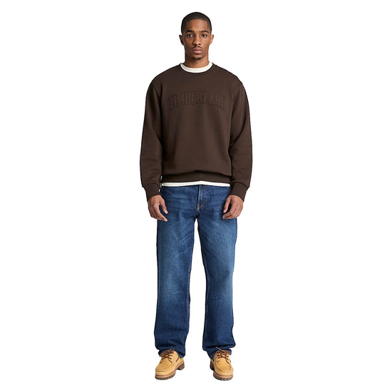 Jeans Uomo vestibilità comoda blu scuro modello intero frontale