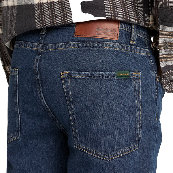 Pantalone Uomo in denim blu a gamba dritta dettaglio