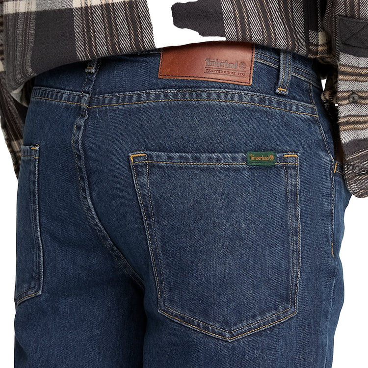 Pantalone Uomo in denim blu a gamba dritta dettaglio