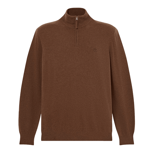 Maglione Uomo con zip 1/4 Cohas Brook Marrone