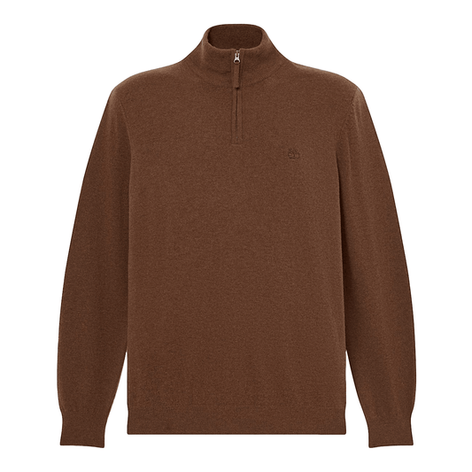 Maglione Uomo con zip 1/4 Cohas Brook Marrone