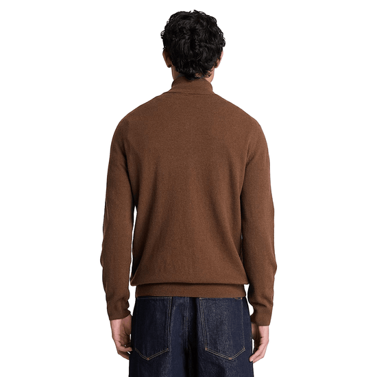 Maglione Uomo con zip 1/4 Cohas Brook Marrone modello retro