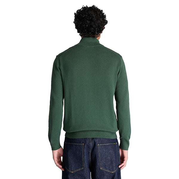 Maglione Uomo con zip intera Verde modello retro