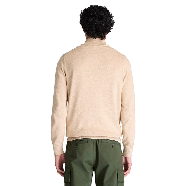 Maglione Uomo con zip intera Beige modello retro