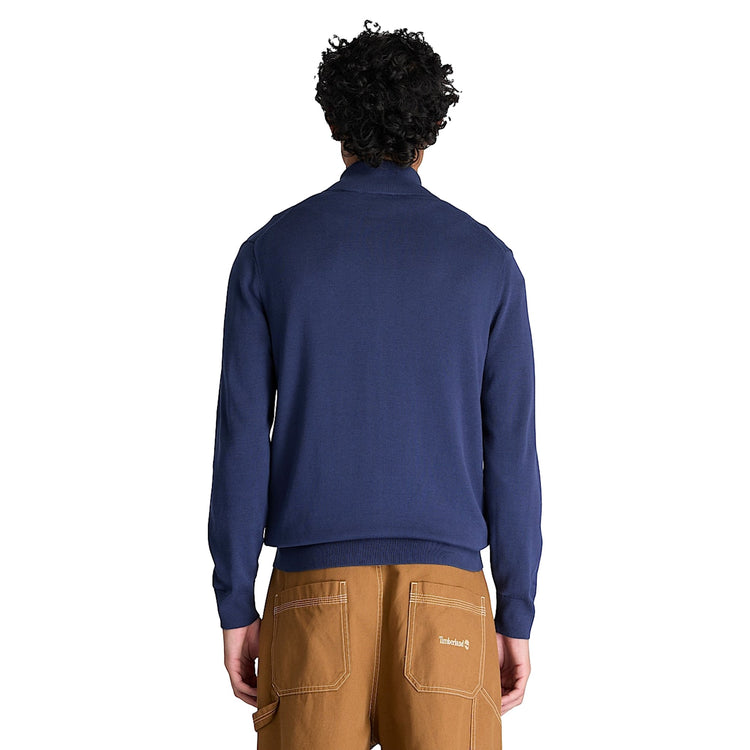 Maglione Uomo con zip intera Blu modello retro