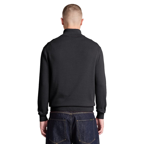 Maglione Uomo Williams River con zip 1/4 Nero modello retro